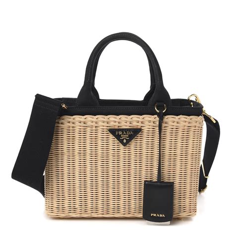 prada wicker bag black